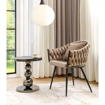 Scaun NUVO, bej inchis - Bluvel 40, stofa catifelata/metal, 62x47x86 cm