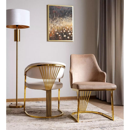 Scaun ALURE, bej inchis - Bluvel 28, stofa catifelata/metal, 52x48x89 cm