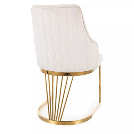 Scaun ALURE, bej deschis - Bluvel 22, stofa catifelata/metal, 52x48x89 cm
