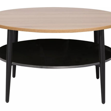 Masuta cafea ELLA A, stejar/negru mat, PAL/metal, 80x45 cm