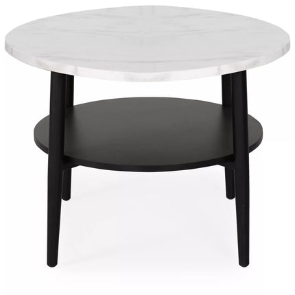 Masuta cafea ELLA B, alb cu efect de marmura/negru mat, PAL/metal, 60x45 cm