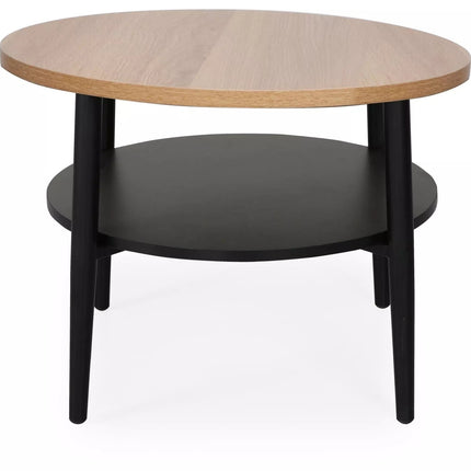 Masuta cafea ELLA B, stejar/negru mat, PAL/metal, 60x45 cm