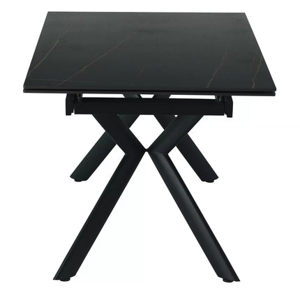 Masa extensibila NORTON, negru cu efect de marmura/negru, 160/240x90x75 cm