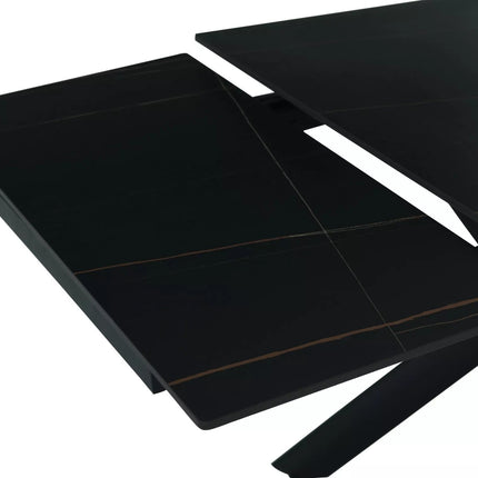 Masa extensibila NORTON, negru cu efect de marmura/negru, 160/240x90x75 cm