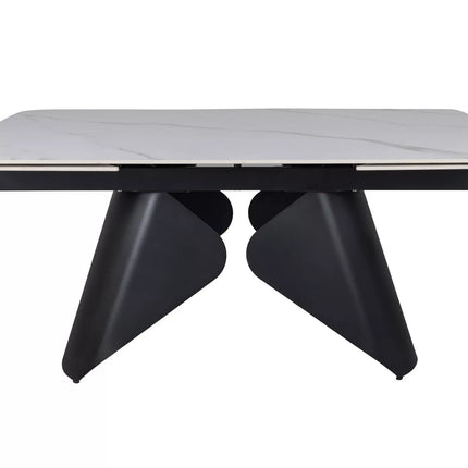 Masa extensibila ARMANDO, alb cu efect de marmura, ceramica/metal, 160/240x90x76 cm