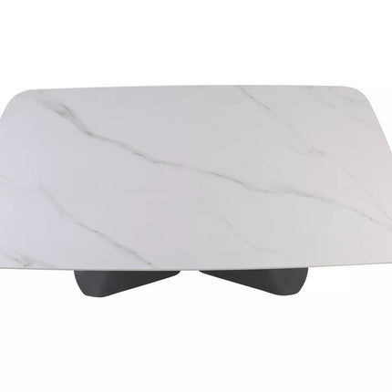 Masa extensibila ARMANDO, alb cu efect de marmura, ceramica/metal, 160/240x90x76 cm