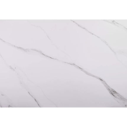 Masa extensibila LACONI, alb cu efect de marmura, ceramica/metal, 160/220x90x76 cm