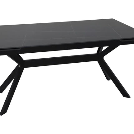 Masa extensibila IMPERIA, negru mat cu efect de marmura, ceramica/metal, 160/220x90x76 cm