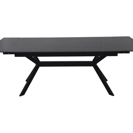Masa extensibila IMPERIA, negru mat cu efect de marmura, ceramica/metal, 160/220x90x76 cm
