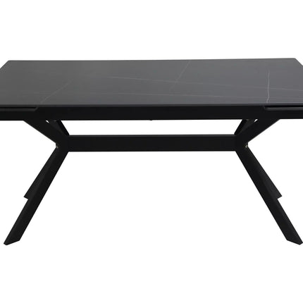 Masa extensibila IMPERIA, negru mat cu efect de marmura, ceramica/metal, 180/240x90x76 cm