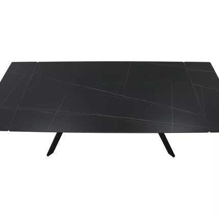 Masa extensibila IMPERIA, negru mat cu efect de marmura, ceramica/metal, 180/240x90x76 cm