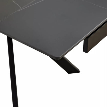Masa extensibila IMPERIA, negru mat cu efect de marmura, ceramica/metal, 160/220x90x76 cm