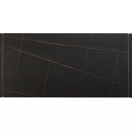 Masa extensibila IMPERIA, negru mat cu efect de marmura, ceramica/metal, 160/220x90x76 cm