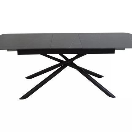 Masa extensibila VECTOR, negru mat cu efect de marmura, ceramica/metal, 180/220x90x76 cm