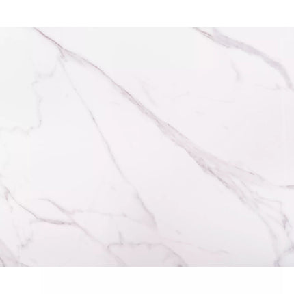 Masa extensibila SENTO, alb cu efect de marmura, ceramica/lemn, 120/180x80x76 cm