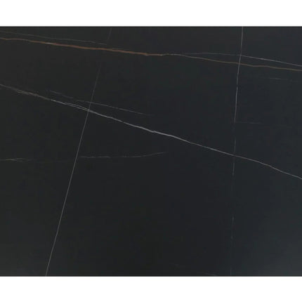 Masa extensibila SENTO, negru mat cu efect de marmura, ceramica/lemn, 120/180x80x76 cm