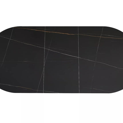 Masa extensibila GASTON, negru mat cu efect de marmura, ceramica/metal, 140/180x80x76 cm