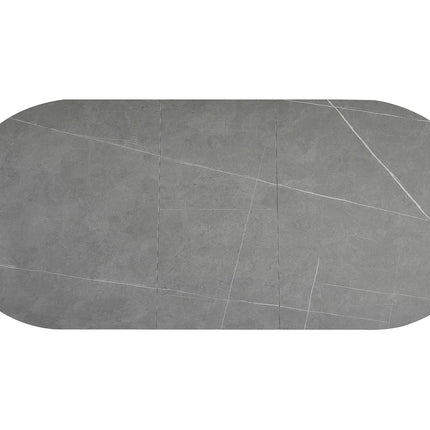 Masa extensibila GASTON, gri mat cu efect de marmura, ceramica/metal, 140/180x80x76 cm