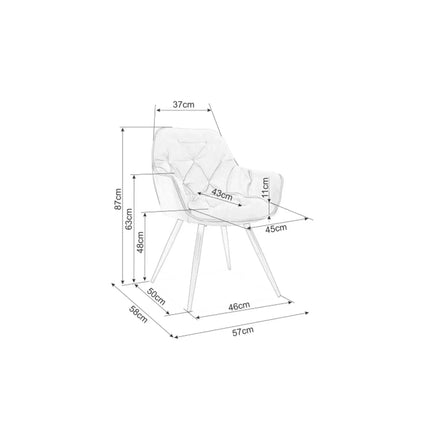 Scaun CHERRY, stofa catifelata, turcoaz, 57x58x87 cm