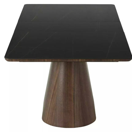 Masa extensibila MONACO, negru cu efect de marmura/nuc, 160/200x90x75 cm