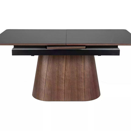 Masa extensibila MONACO, negru cu efect de marmura/nuc, 160/200x90x75 cm