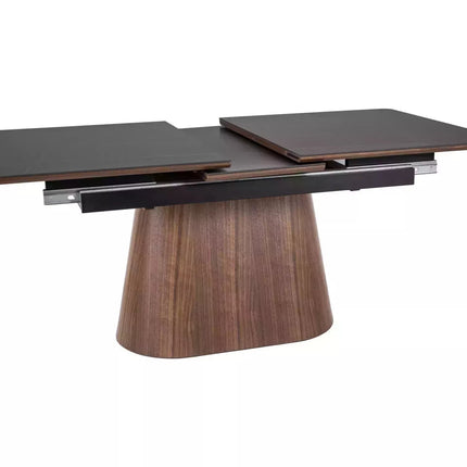 Masa extensibila MONACO, negru cu efect de marmura/nuc, 160/200x90x75 cm
