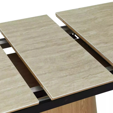 Masa extensibila MONACO, piatra travertin/stejar, 160/200x90x75 cm