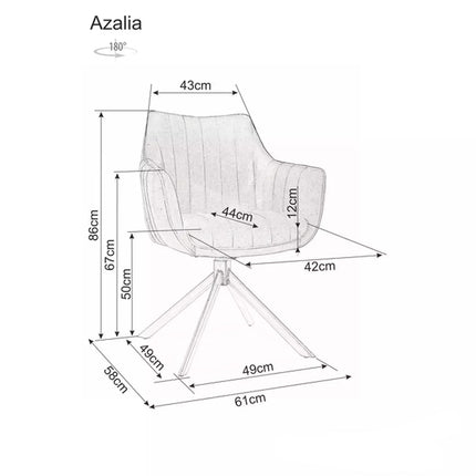 Scaun rotativ AZALIA, bej deschis/negru, stofa catifelata/metal, 61x44x86 cm