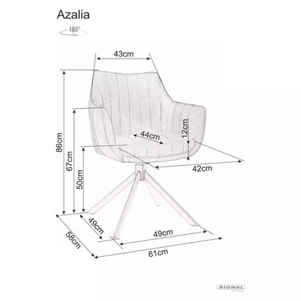 Scaun rotativ AZALIA, cappuccino/negru, stofa catifelata/metal, 61x44x86 cm