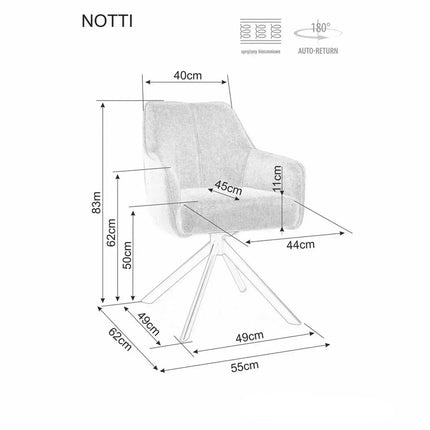 Scaun NOTTI, bej deschis/negru, stofa clasica/metal, 55x45x83 cm