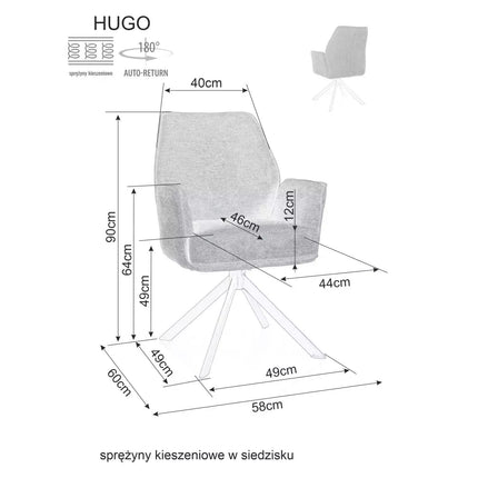 Scaun rotativ HUGO, bej deschis/negru, stofa clasica/metal, 58x46x90 cm
