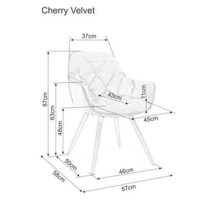 Scaun CHERRY, cappuccino/negru, stofa catifelata/metal, 57x58x87 cm