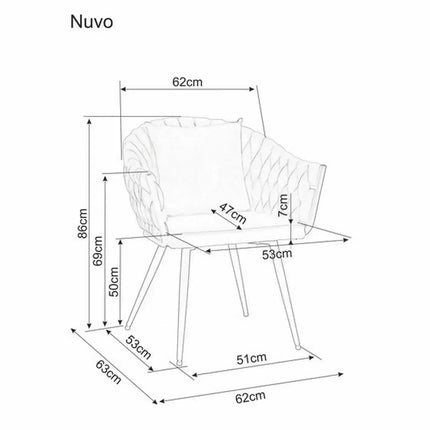 Scaun NUVO, bej inchis - Bluvel 40, stofa catifelata/metal, 62x47x86 cm