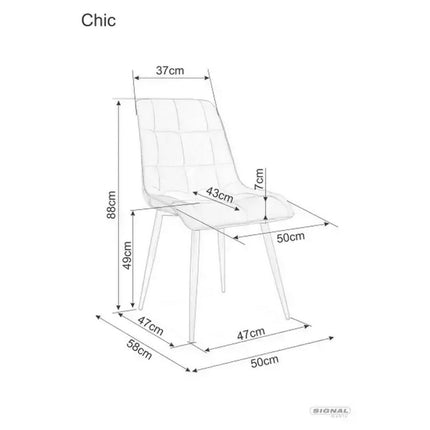 Scaun CHIC, bej - Brego 34, stofa clasica/metal, 50x58x88 cm