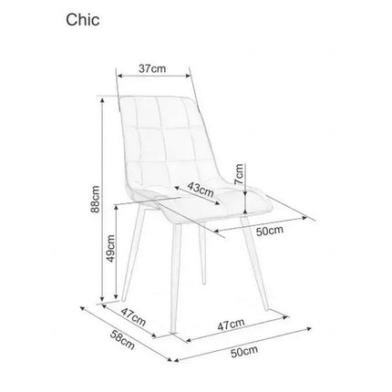 Scaun CHIC, cappuccino - Bluvel 38, stofa catifelata/metal, 50x58x88 cm