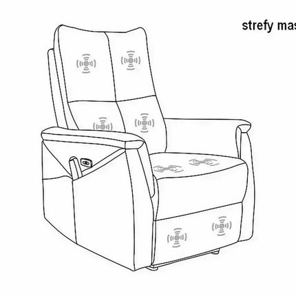 Fotoliu recliner cu functie de masaj NEPTUN M, stofa catifelata cappuccino - Bluvel 38, 76x94/160x96 cm