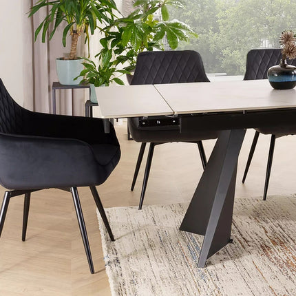 Scaun MARLO, negru - Bluvel 19, stofa catifelata/metal, 55x45x88 cm