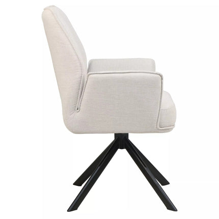 Scaun rotativ HUGO, bej deschis/negru, stofa clasica/metal, 58x46x90 cm