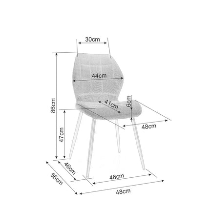 Scaun RICK, gri - Bluvel 14, stofa catifelata/metal, 48x41x86 cm