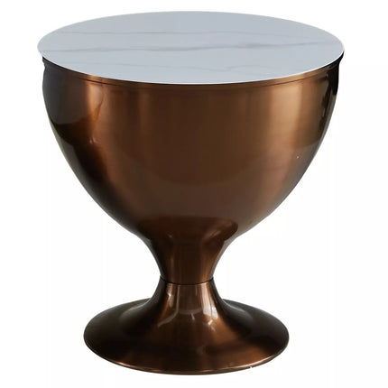 Set 2 masute cafea SALSA, alb cu efect de marmura/cupru, ceramica/metal