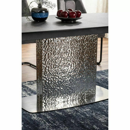 Masa extensibila MONCLER, verde/crom, sticla/ceramica/metal, 160/240x90x76 cm
