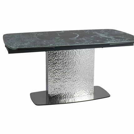 Masa extensibila MONCLER, verde/crom, sticla/ceramica/metal, 160/240x90x76 cm