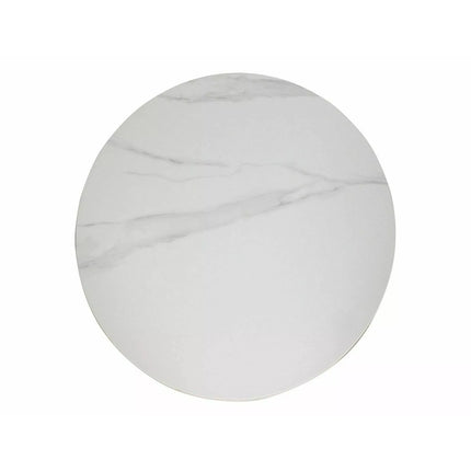 Masa rotunda TALIA, alb lucios/negru mat, ceramica/metal, 90x75 cm