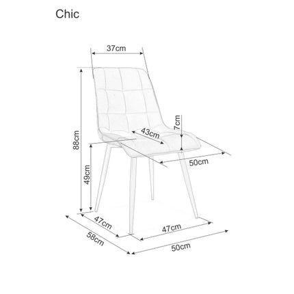 Scaun CHIC, stofa catifelata negru - Matt 99, 50x58x88 cm