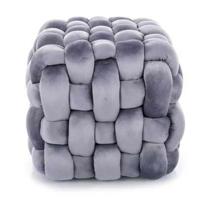 Taburet FARIS, gri, stofa catifelata, 45x45x41 cm