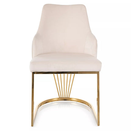 Scaun ALURE, bej deschis - Bluvel 22, stofa catifelata/metal, 52x48x89 cm