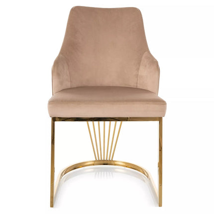 Scaun ALURE, bej inchis - Bluvel 28, stofa catifelata/metal, 52x48x89 cm