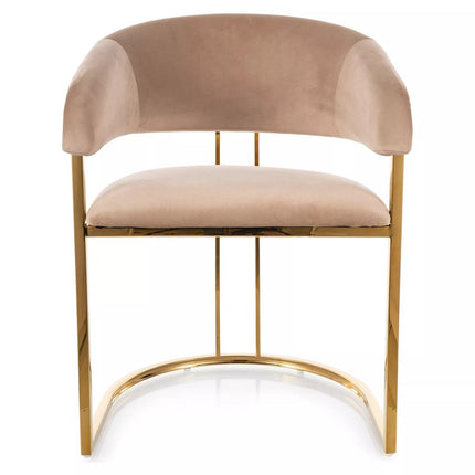 Scaun TULIPE, bej inchis - Bluvel 28, stofa catifelata/metal, 56x46x77 cm