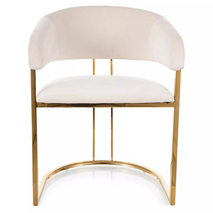 Scaun TULIPE, bej deschis - Bluvel 22, stofa catifelata/metal, 56x46x77 cm