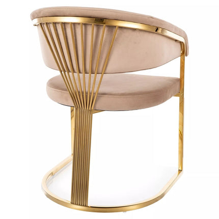 Scaun CROWN, bej inchis - Bluvel 28, stofa catifelata/metal, 57x46x77 cm